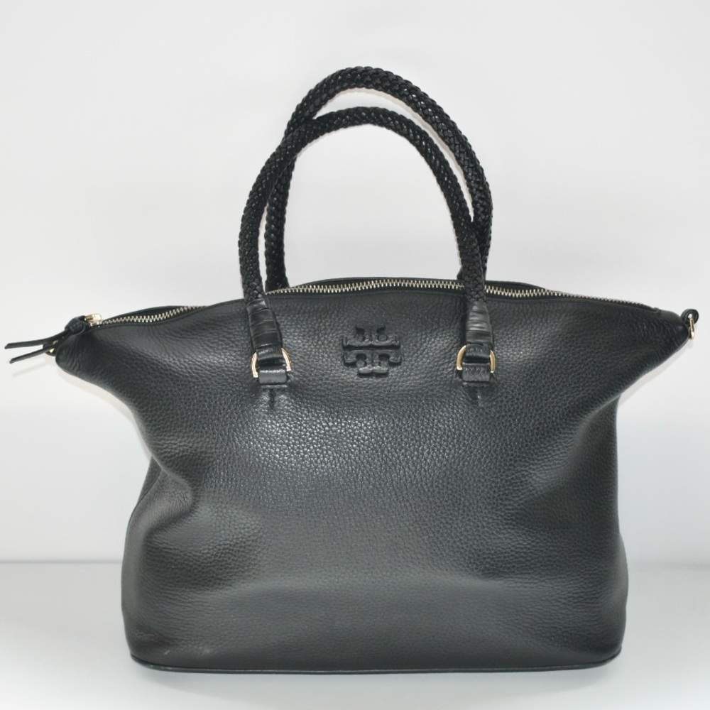 TORY BURCH Black Leather Tote Bag